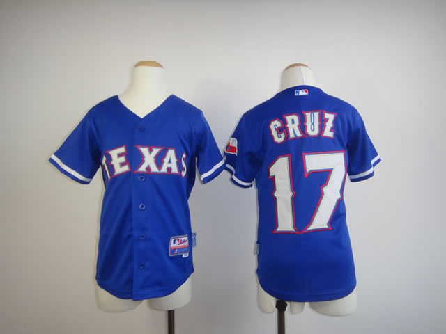 Youth Texas Rangers #17 Cruz Blue MLB Jerseys